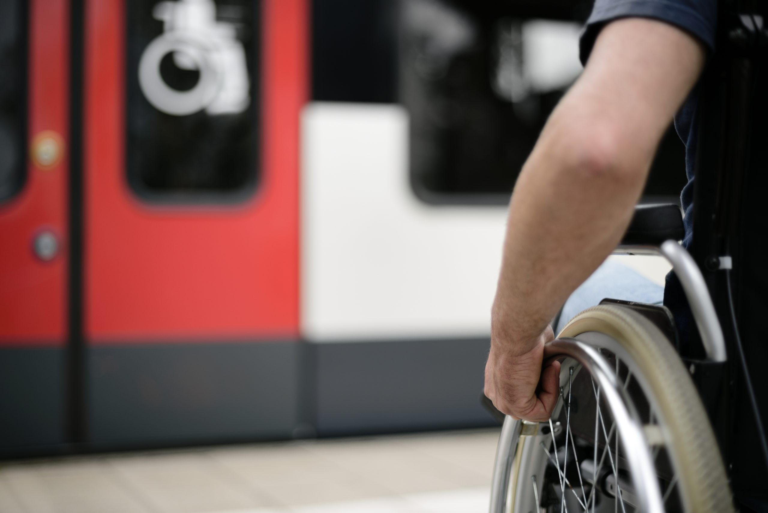 Wheelchair user on train platform