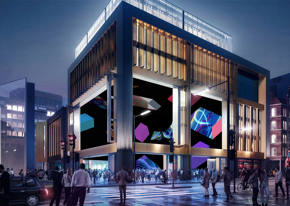 Outernet London, with VR facade