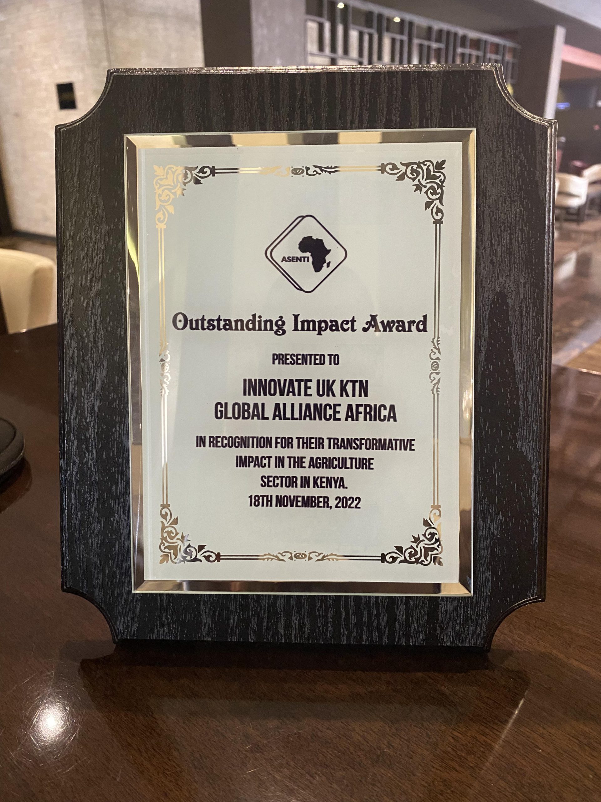 Innovate UK KTN's Global Alliance Africa project recognised with an outstanding impact award for its transformative work in the agriculture sector in Kenya