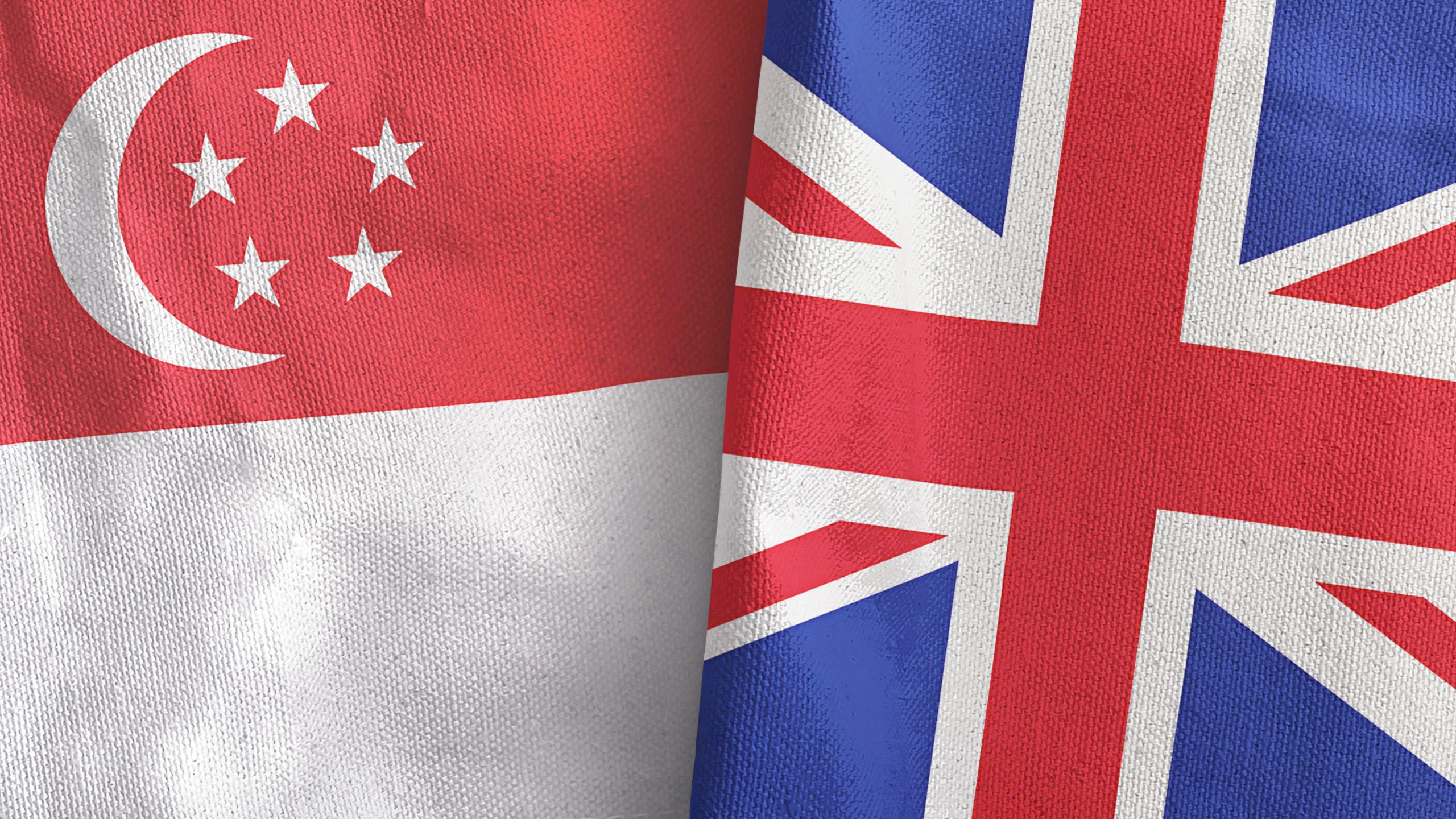 Singaporean and UK flags